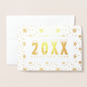 20XXメリークリスマス&ハッピーニューイヤー!クリスマス雪 箔カード (封筒付き正面)