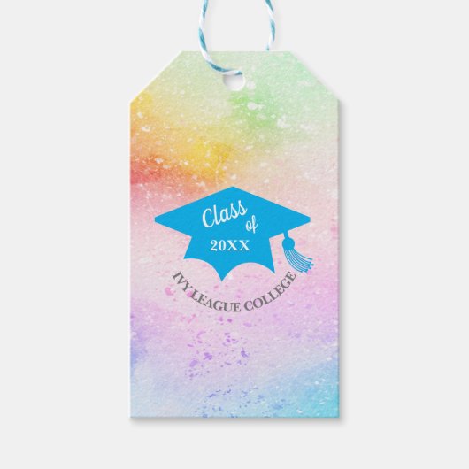 20XXレインボーの卒業クラスアート ギフトタグ (正面)