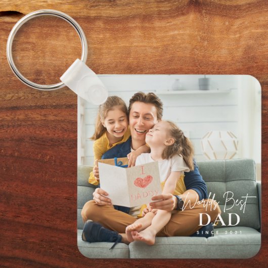 20XX以最高の来の世界のパパ写真モダン キーホルダー (正面)