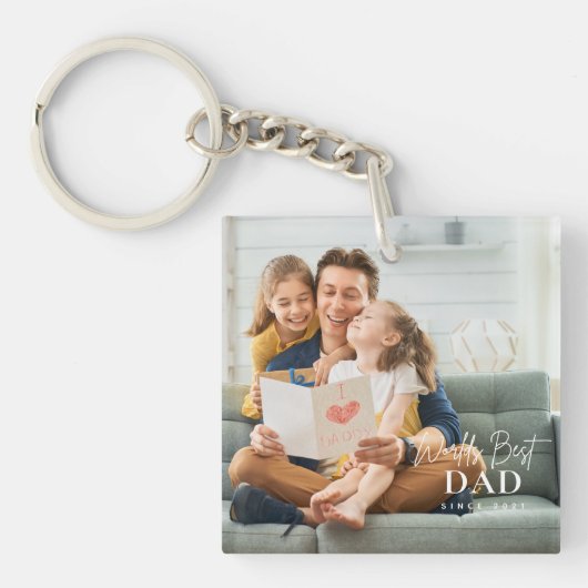 20XX以最高の来の世界のパパ写真モダン キーホルダー (正面)