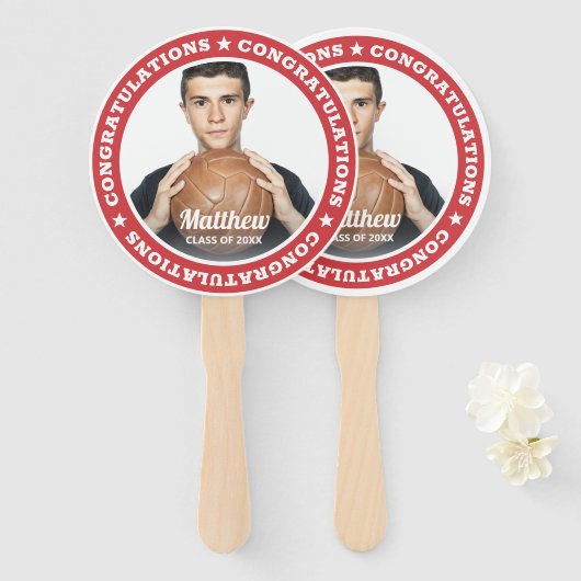 20XX写真20XXクラスおめでとうございますモダン ハンドファン (正面&裏面)