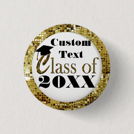20XX卒業ボタンの金ゴールドのスパンコールのクラス 缶バッジ