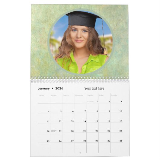 20XX家族写真パーソナライズされた月ユニーク数 カレンダー (1月 2026)