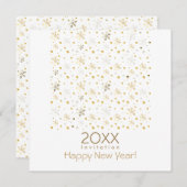 20XX年おめでとうございます&金ゴールドクリスマスデコレーション 招待状 (正面/裏面)