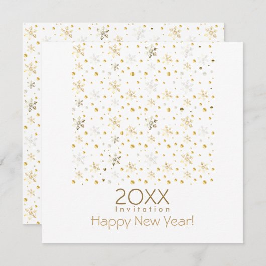 20XX年おめでとうございます&金ゴールドクリスマスデコレーション 招待状 (正面/裏面)