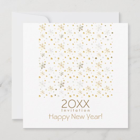 20XX年おめでとうございます&金ゴールドクリスマスデコレーション 招待状 (正面)