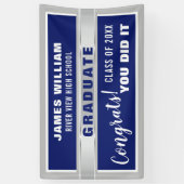 20XX年のブルーおめでとうとシルバー卒業 横断幕 (縦)