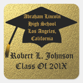 20XX年の卒業式ステッカーの高級ゴールドクラス スクエアシール