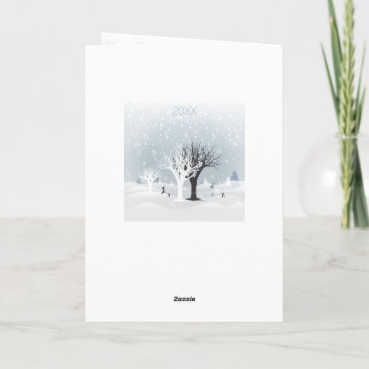 20XX年の新年クリスマス雪のフェアリーテール美術 ノートカード (裏面)