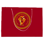 20xx年の旧正月 名前を追加 錦鯉の魚  ラージペーパーバッグ (裏面)