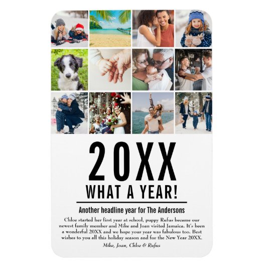 20XX年の総まとめ 12枚の写真で振り返る年末年始ギフト マグネット (縦)