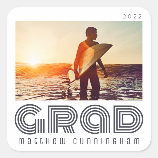 20XX年レトロカッコいいシンプル卒業 スクエアシール (正面)