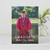 20XX年卒業の赤い白い写真クラスモダン 招待状 (スタンド正面)