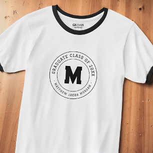 20XX年卒業クラス オーダーモダンモノグラム Tシャツ