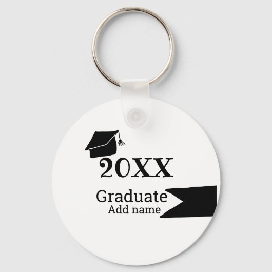 20XX年卒業シンプル帽ミニマルモダン キーホルダー (正面)