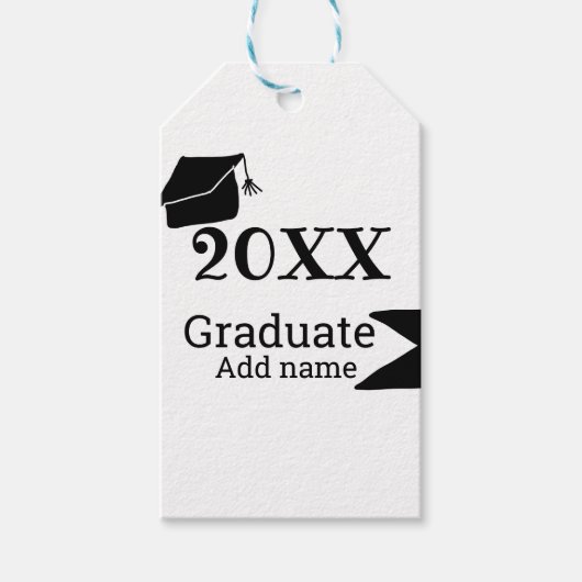 20XX年卒業シンプル帽ミニマルモダン ギフトタグ (正面)