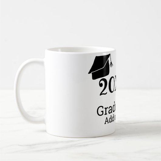 20XX年卒業シンプル帽ミニマルモダン コーヒーマグカップ (左)