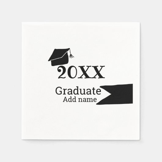 20XX年卒業シンプル帽ミニマルモダン スタンダードカクテルナプキン (正面)