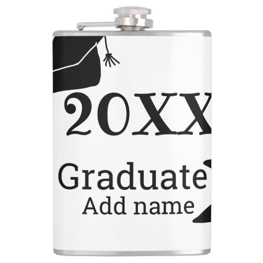 20XX年卒業シンプル帽ミニマルモダン フラスク (正面)