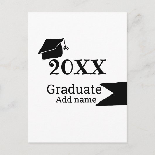 20XX年卒業シンプル帽ミニマルモダン ポストカード (正面)