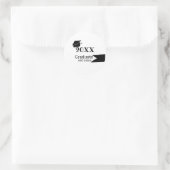 20XX年卒業シンプル帽ミニマルモダン ラウンドシール (バッグ)