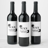 20XX年卒業シンプル帽ミニマルモダン ワインラベル (ボトル)