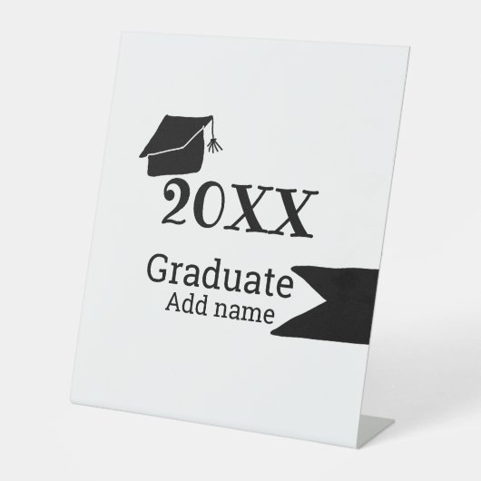 20XX年卒業シンプル帽ミニマルモダン 台座サイン (正面)