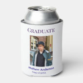 20XX年卒業フォト 名前 クラス 青 シンプル ボ 缶クーラー (缶正面)