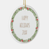 20XX年家族名のホリデーシーズンリース ベリー セラミックオーナメント (右)