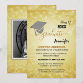 20XX年度優雅な卒業式クラス、写真、トップ卒業キャップ 招待状 (正面/裏面)