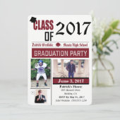 20XX年度卒業クラス パーティ招待状 - ワインレッド 招待状 (スタンド正面)