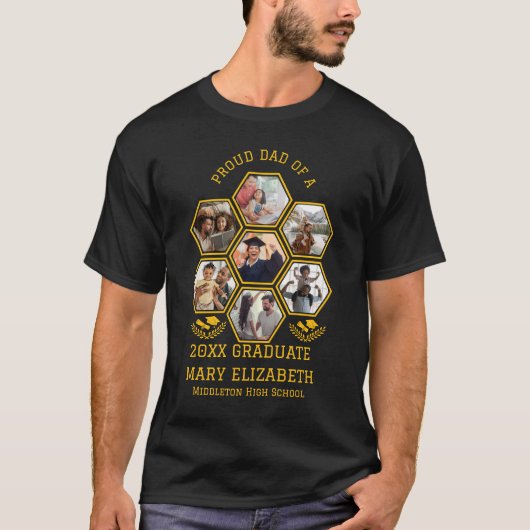 20XX年度卒業生の誇りな父 | フォトコラージュ Tシャツ (正面)