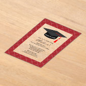 20XX年度 暗紅色卒業パーティー アクリル招待状 (レイダウン)