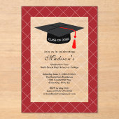 20XX年度 暗紅色卒業パーティー アクリル招待状 (正面)