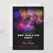 20XX年新年カウントダウン・パーティー カラフルな花火 招待状 (正面)