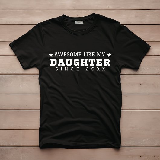 20XX年生まれの娘に負けず凄いパパ ブラック Tシャツ