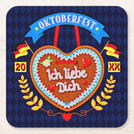 20xx年10月20日Ich Liebe Dich スクエアペーパーコースター