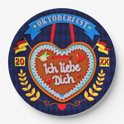 20xx年10月20日Ich Liebe Dich 9" ペーパープレート (正面)