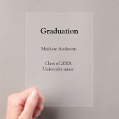 20XX年 大学名 卒業 名前 シンプル アクリル招待状 (インサイチュ (ポータブル))