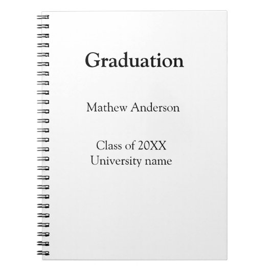 20XX年 大学名 卒業 名前 シンプル ノートブック (正面)