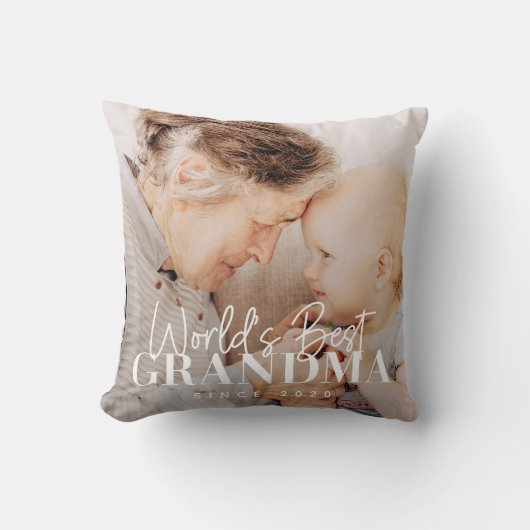 20XX最高の年から世界のおばあちゃんシンプルがシック写真 クッション (正面)