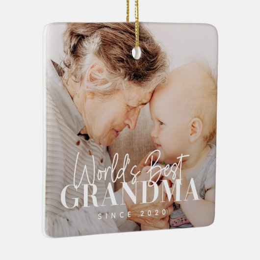 20XX最高の年から世界のおばあちゃんシンプルがシック写真 セラミックオーナメント (右)