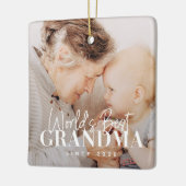 20XX最高の年から世界のおばあちゃんシンプルがシック写真 セラミックオーナメント (左)