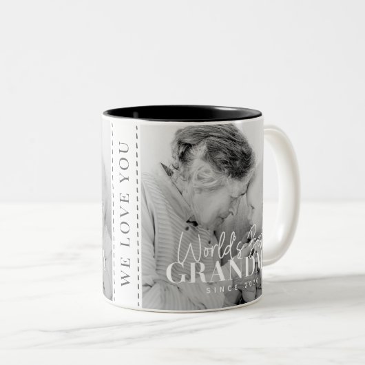 20XX最高の年から世界のおばあちゃんシンプルがシック写真 ツートーンマグカップ (正面右)