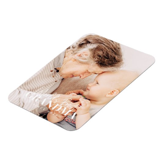 20XX最高の年から世界のおばあちゃんシンプルがシック写真 マグネット (左側)