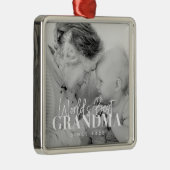 20XX最高の年から世界のおばあちゃんシンプルがシック写真 メタルオーナメント (右)