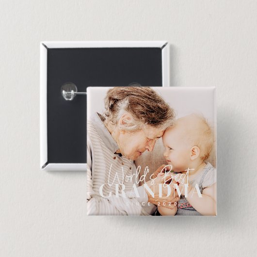 20XX最高の年から世界のおばあちゃんシンプルがシック写真 缶バッジ (正面&裏面)
