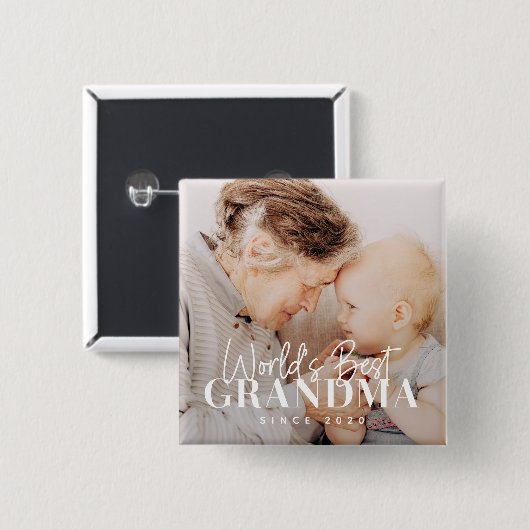 20XX最高の年から世界のおばあちゃんシンプルがシック写真 缶バッジ (正面&裏面)