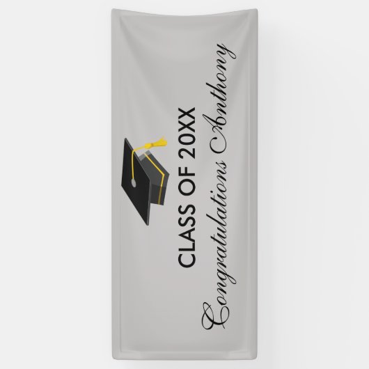 20XX灰色の帽子の卒業の旗のクラス 横断幕 (縦)