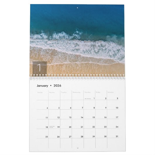 20xx熱帯ビーチモノグラムの素晴らしい写真 カレンダー (1月 2026)